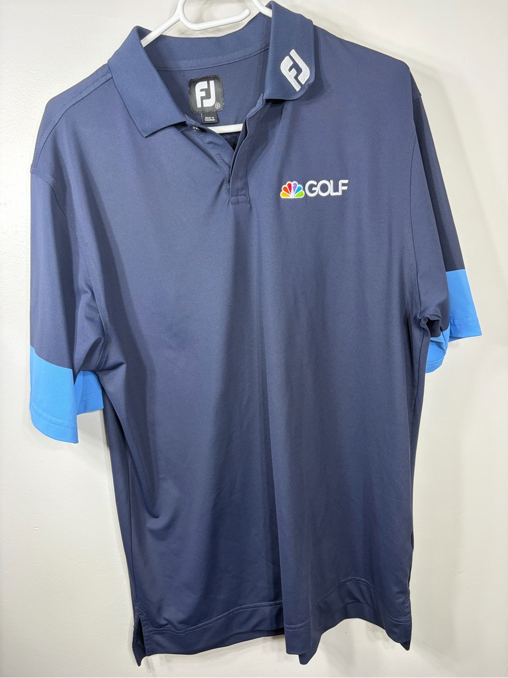 FootJoy NBC Golf Polo Shirt Men's XL Blue Tour Issue FJ Pro Dry Performance